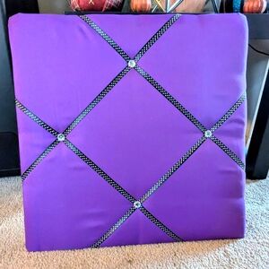 EUC Photo Collage Memo Vision Board Purple Rhinestone Ribbon Decor